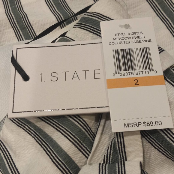 NWT 1State Sage Striped Tie Elastic Shorts - Picture 5 of 6